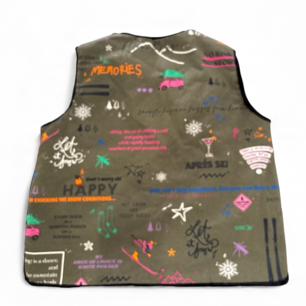 Vilagallo Naomi Apres Ski Reversible
Vest Sz L Zip Up Y2K Ski Cabincore Artsy - Picture 3 of 10